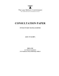 Consultation Paper on Involuntary Manslaughter.