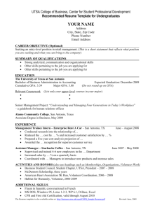 Sample Resume - UTSA College of Business