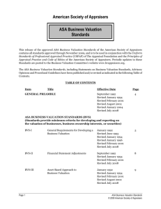 American Society of Appraisers ASA Business Valuation Standards