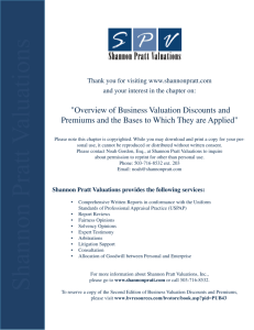 Overview of Business Valuation Discounts and Premiums and the