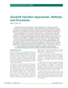 Goodwill Valuation Approaches, Methods, and Procedures