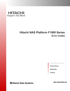Hitachi NAS Platform F1000 Series Error Codes