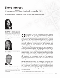 Short Interest: A Summary of SEC Examination Priorities for 2013