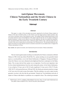 Anti-Opium Movement, Chinese Nationalism and the Straits Chinese