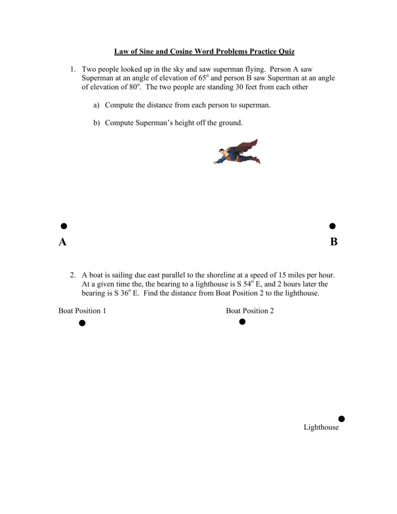 13 Law Of Sine And Cosine Word Problem Practice Quiz