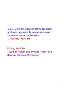 ISU Quiz #5...sine and cosine law word problems...you need to re