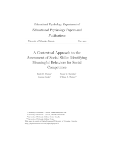 A Contextual Approach to the Assessment of Social Skills