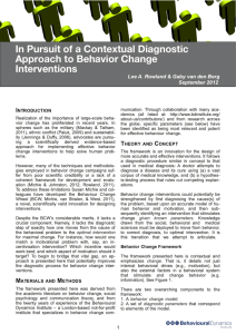 In Pursuit of a Contextual Diagnostic Approach to Behavior Change