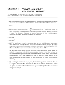 CHAPTER 14 THE IDEAL GAS LAW AND KINETIC THEORY