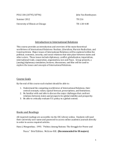 Introduction to International Relations Course Goals Books and