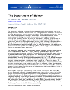The Department of Biology - The University of Texas at Arlington