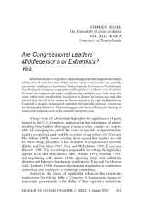 Are Congressional Leaders Middlepersons or Extremists?