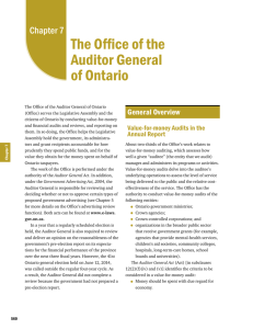 Chapter 7: The Office of the Auditor General of Ontario (pdf 881kb)