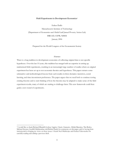 Field Experiments in Development Economics1 Esther Duflo