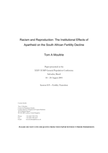 The Institutional Effects of Apartheid on the South African Fertility