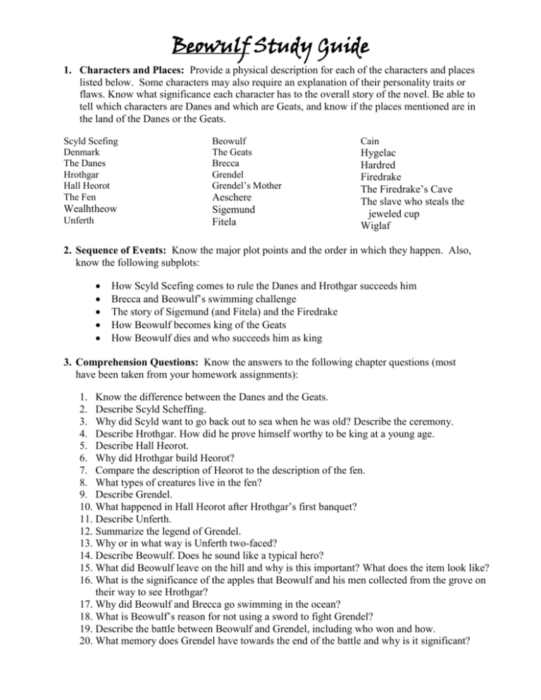 Beowulf Study Guide Miletic Beowulf Study Guide Miletic