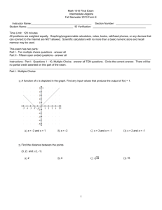 Math 1010 Final Exam Intermediate Algebra Fall Semester 2013