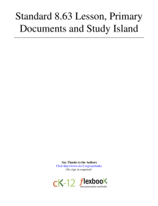 1 Standard 8.63 Lesson, Primary Documents and Study Island