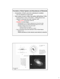 Formation of Solar System and Abundances of Elements