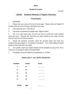152/252: Synthetic Methods in Organic Chemistry Final Exams