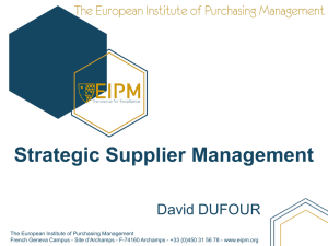 PPT of David: Strategic Supplier Management