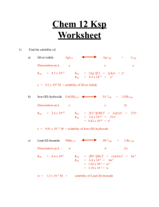 Ksp Worksheet #2