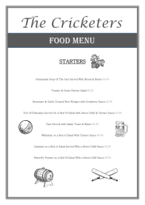 Menu - The Cricketers