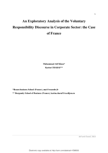 An Exploratory Analysis of the Voluntary Responsibility Discourse in