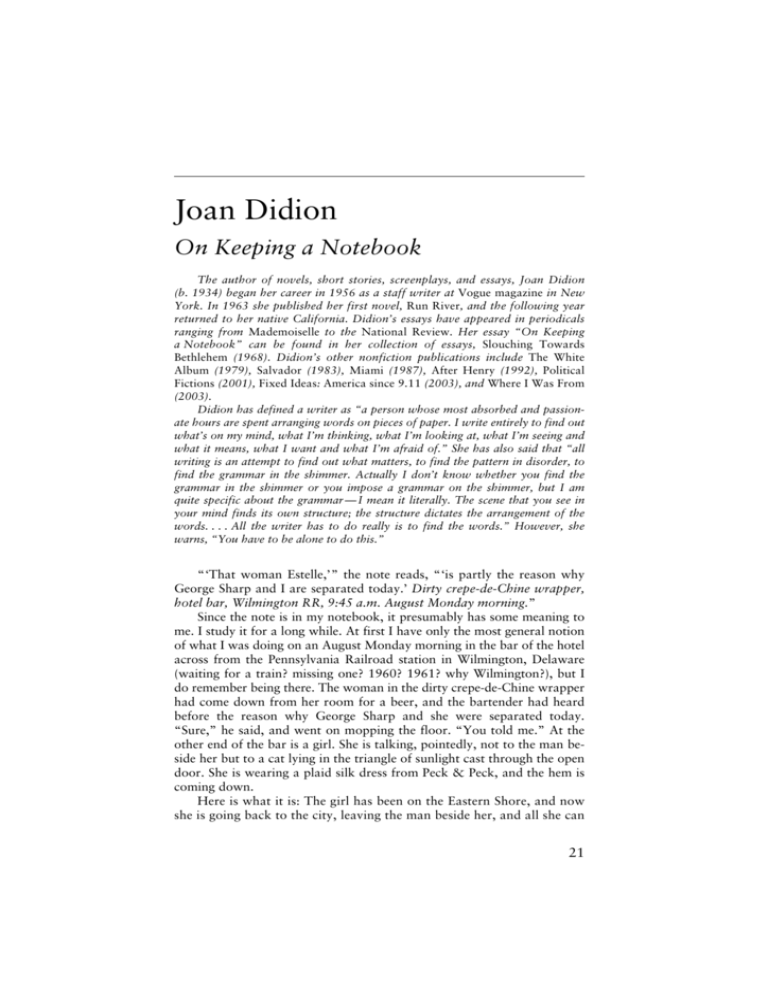 joan didion essay on keeping a notebook
