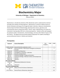 Biochemistry Major - University of Michigan