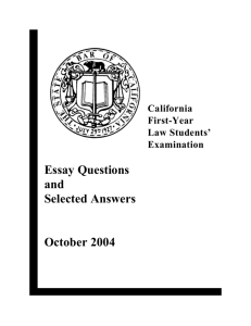 Essay Questions and Selected Answers October 2004