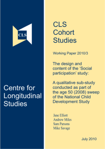 Centre for Longitudinal Studies CLS Cohort Studies