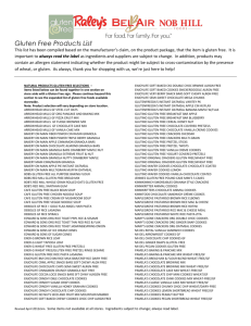 Gluten Free Products List