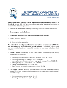 Jurisdiction Guidelines for Special State Police Officers