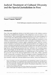 Judicial Treatment of Cultural Diversity and the Special Jurisdiction