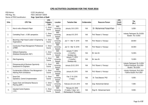 cpd activities calendar for the year 2016