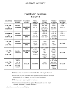 Final Exam Schedule - Schreiner University