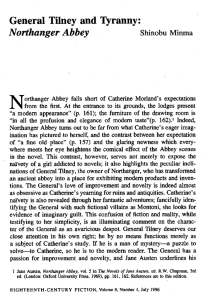 General Tilney and Tyranny: Northanger Abbey