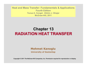 Chapter 13 RADIATION HEAT TRANSFER