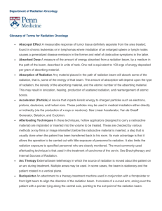 Department of Radiation Oncology Glossary of Terms for Radiation