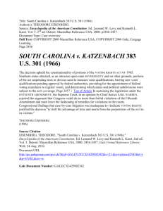 SOUTH CAROLINA v. KATZENBACH 383 U.S. 301 (1966)