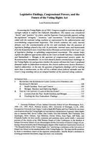 Legislative Findings, Congressional Powers, and the Future of the