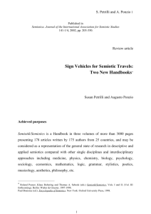 Sign Vehicles for Semiotic Travels: Two New Handbooks*