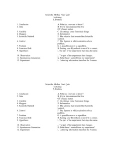 Scientific Method Final Quiz Matching S. Portnoy 1. Conclusion A