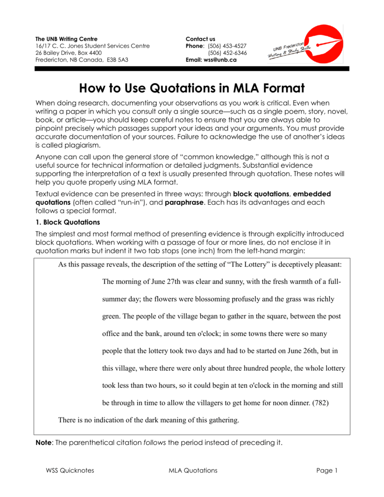 How To Use Quotations In MLA Format