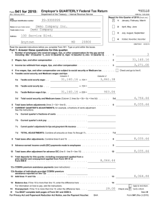 Form 941 for 2010: Employer's QUARTERLY Federal Tax Return