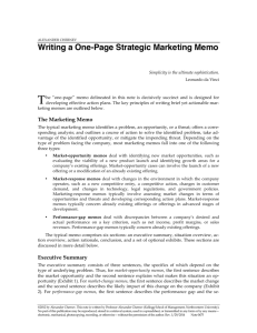 Writing a One-Page Strategic Marketing Memo