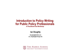 Introduction to Policy Writing for Public Policy Professionals