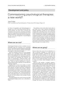 Commissioning psychological therapies: a new world?