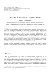 The Place of Modeling in Cognitive Science - Psychology